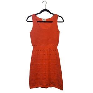 Milly Orange Floral Pom Pom Stretch Knit Dress Size P